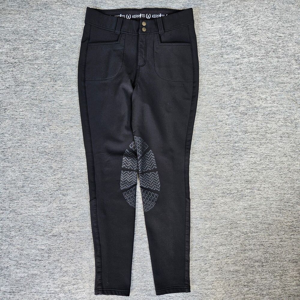 Kerrits 3 Season Knee Patch Tailored Breeches Riding Breech Pants Large Black